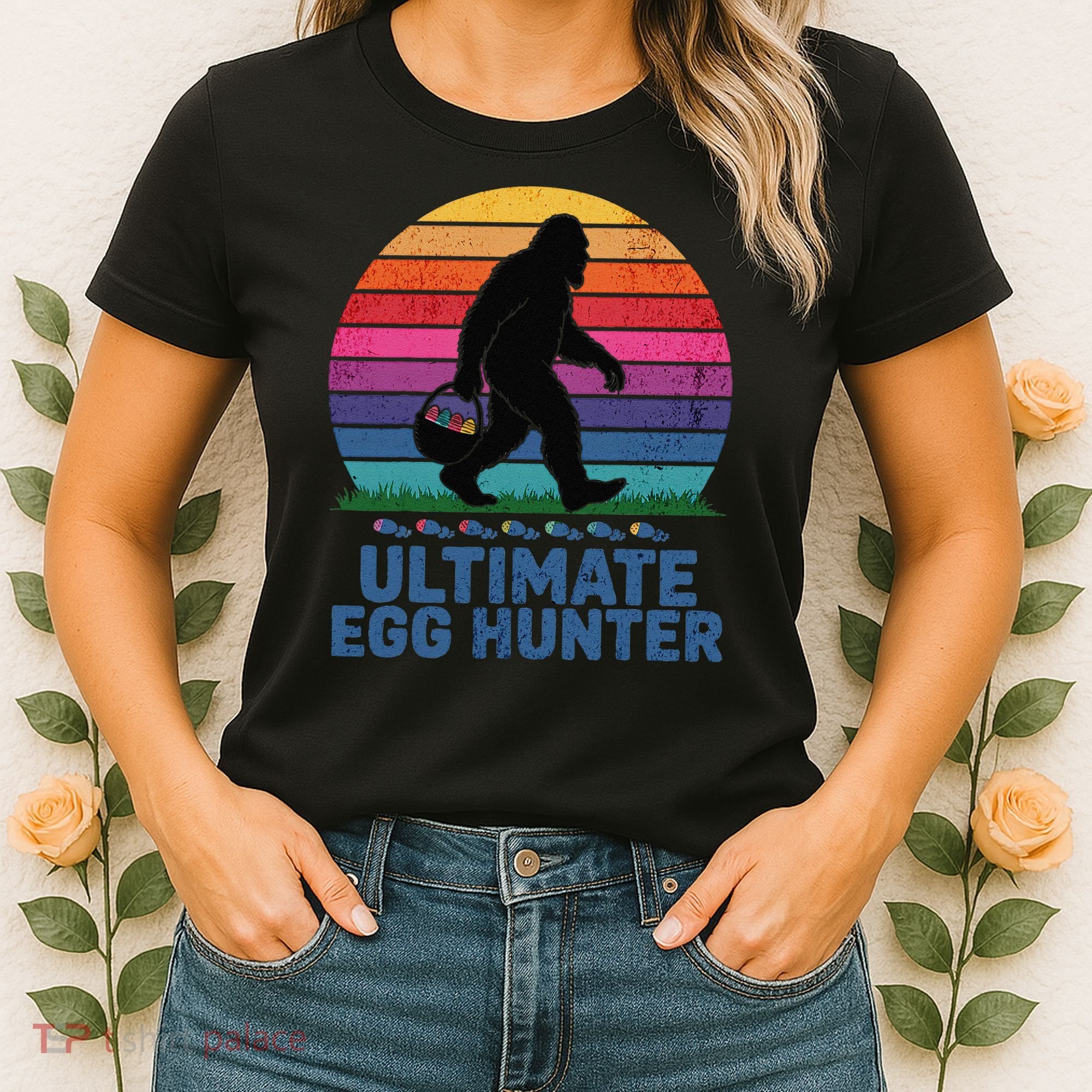 Ultimate Egg Hunter  Retro Bigfoot Easter Women's T-Shirt