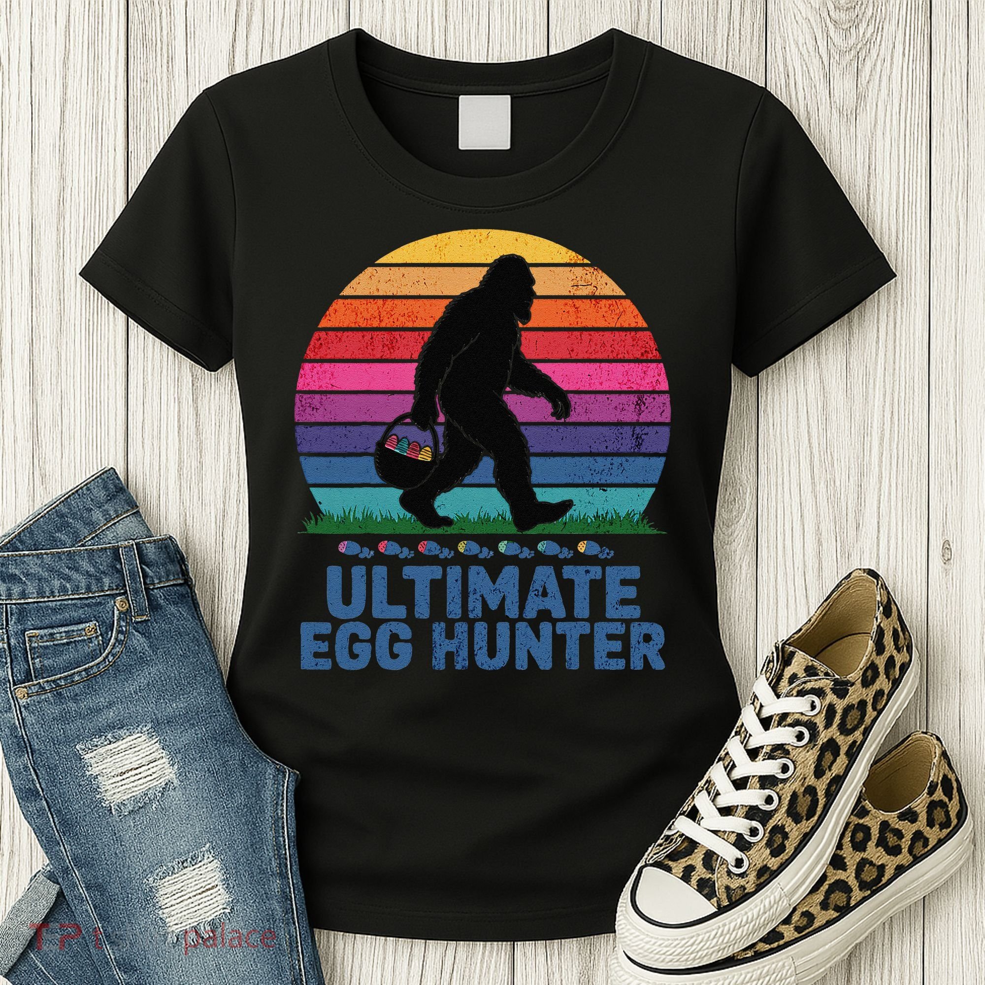 Ultimate Egg Hunter  Retro Bigfoot Easter Women's T-Shirt