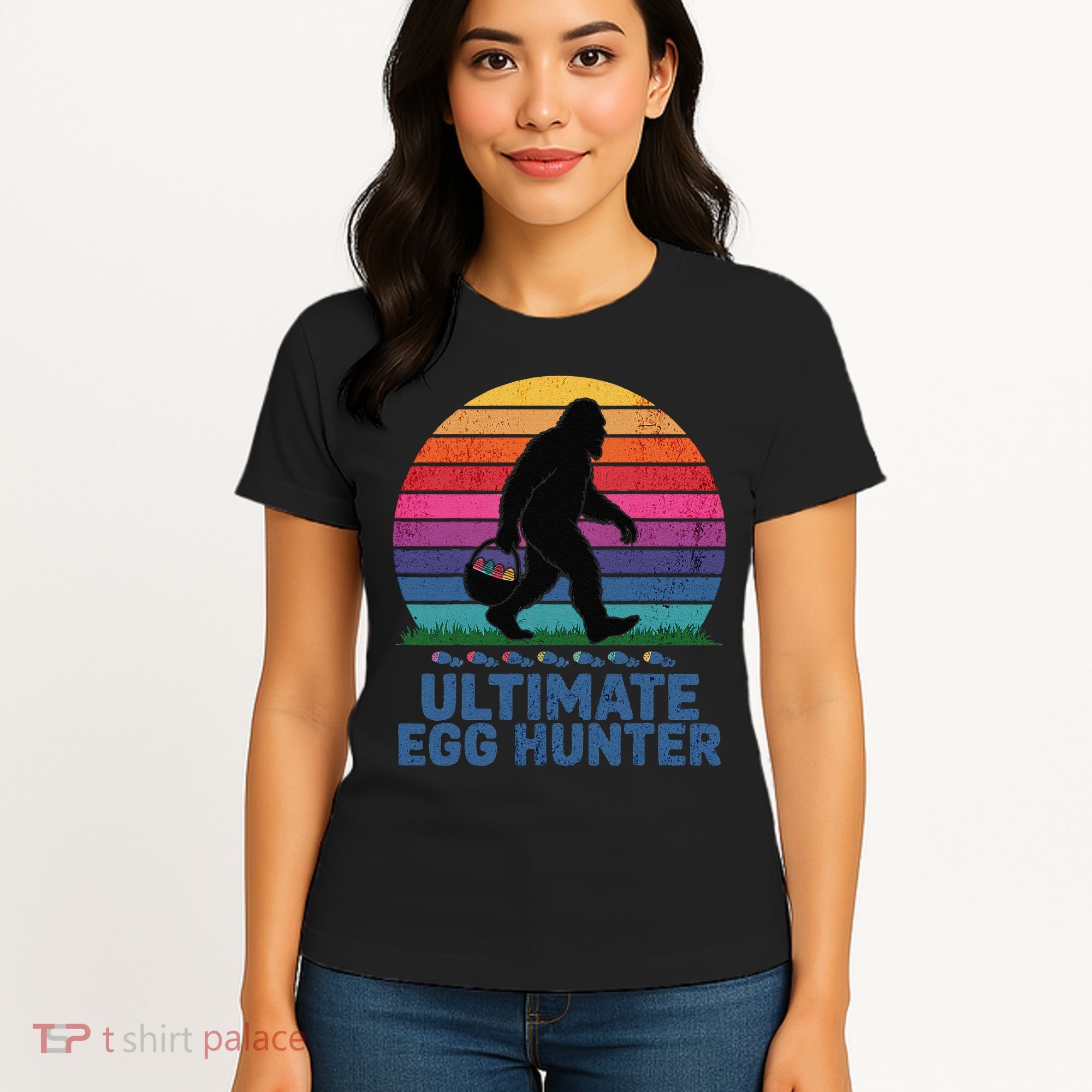 Ultimate Egg Hunter  Retro Bigfoot Easter Women's T-Shirt