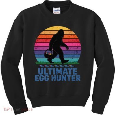 Ultimate Egg Hunter  Retro Bigfoot Easter Kids Sweatshirt