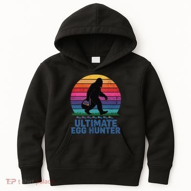 Ultimate Egg Hunter  Retro Bigfoot Easter Kids Hoodie