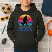 Ultimate Egg Hunter  Retro Bigfoot Easter Kids Hoodie thumb 2