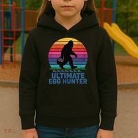 Ultimate Egg Hunter  Retro Bigfoot Easter Kids Hoodie thumb 3