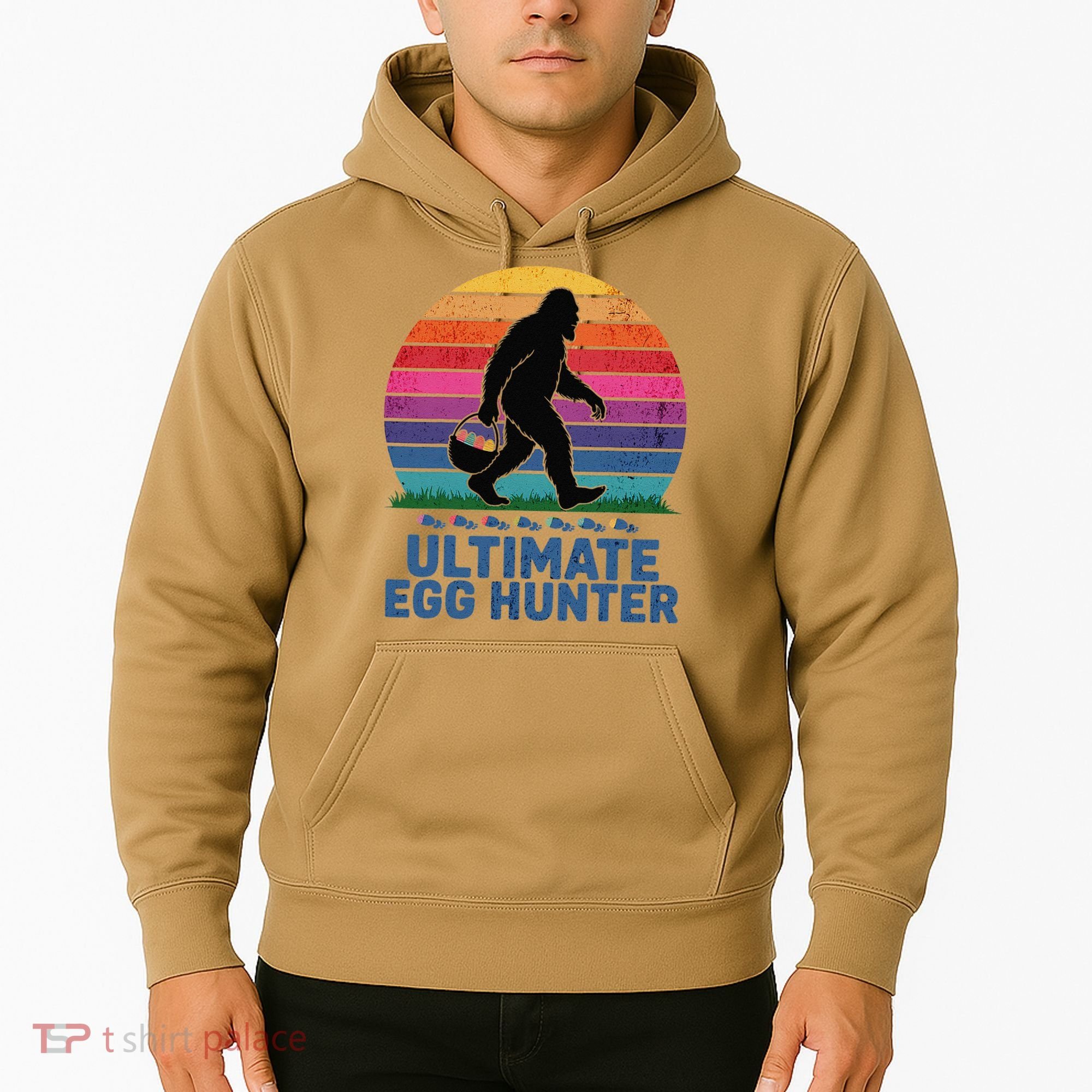 Ultimate Egg Hunter  Retro Bigfoot Easter Hoodie