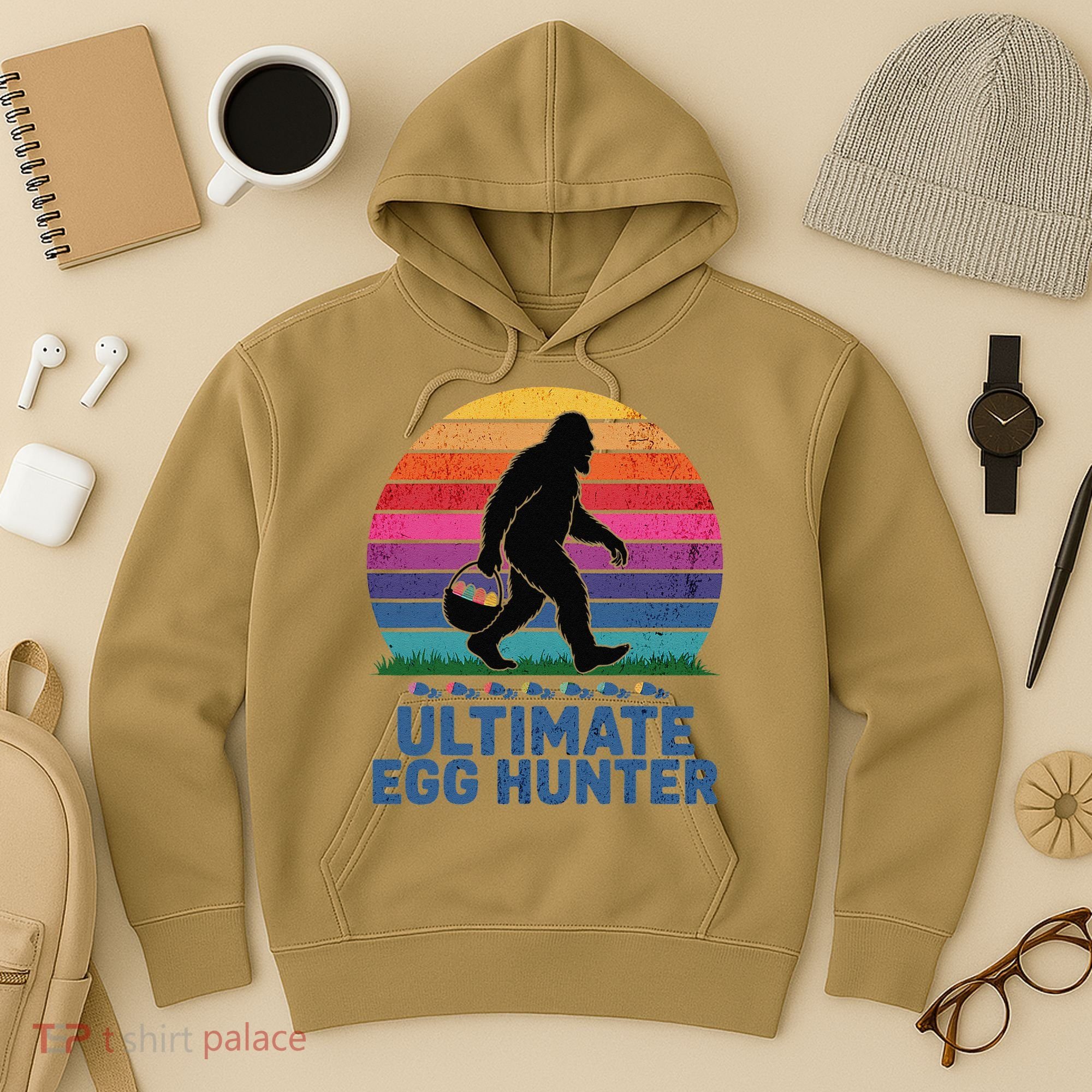 Ultimate Egg Hunter  Retro Bigfoot Easter Hoodie