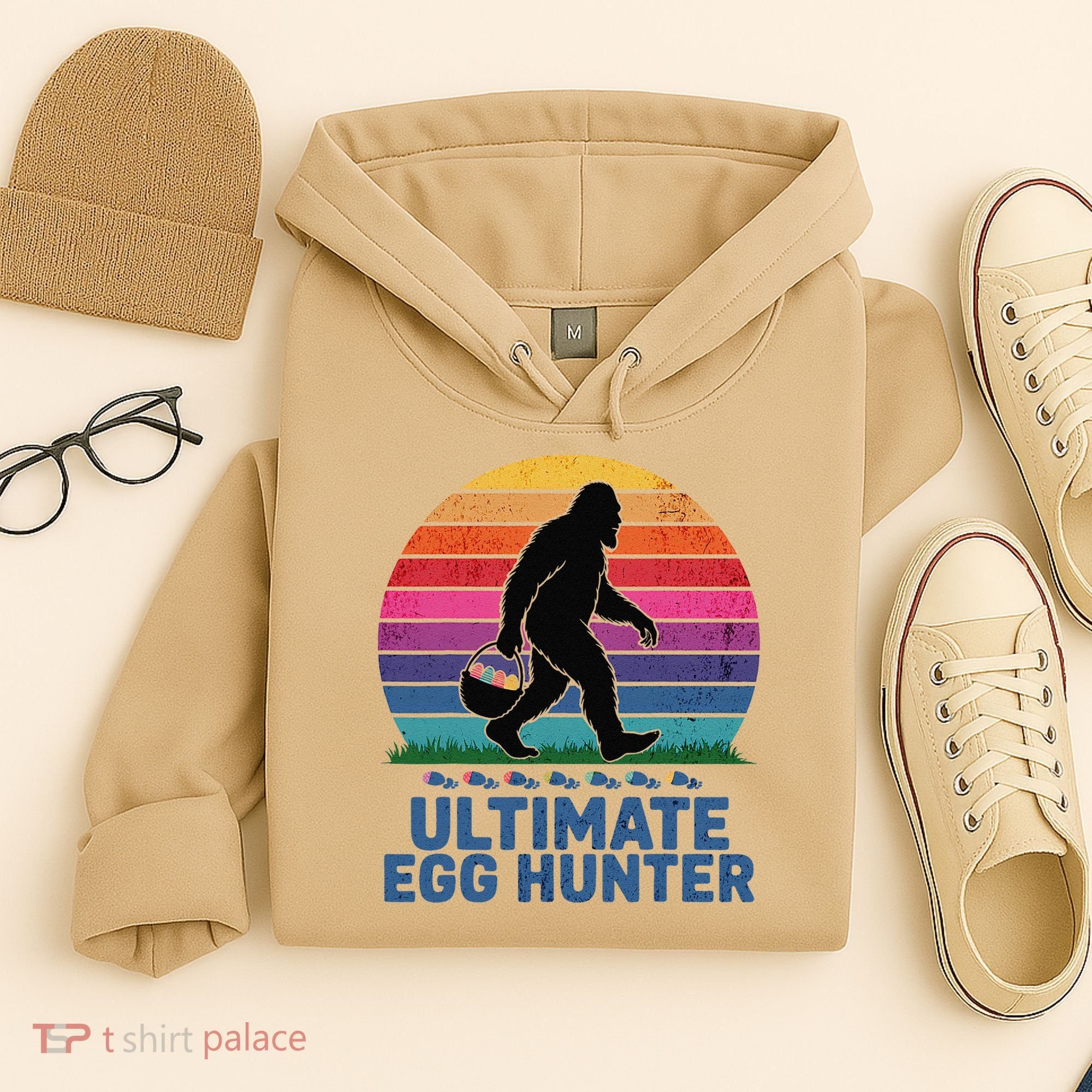 Ultimate Egg Hunter  Retro Bigfoot Easter Hoodie