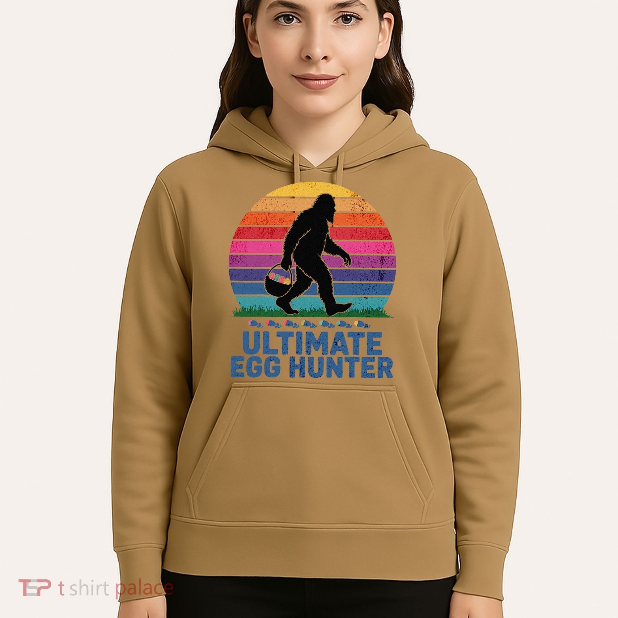 Ultimate Egg Hunter  Retro Bigfoot Easter Hoodie