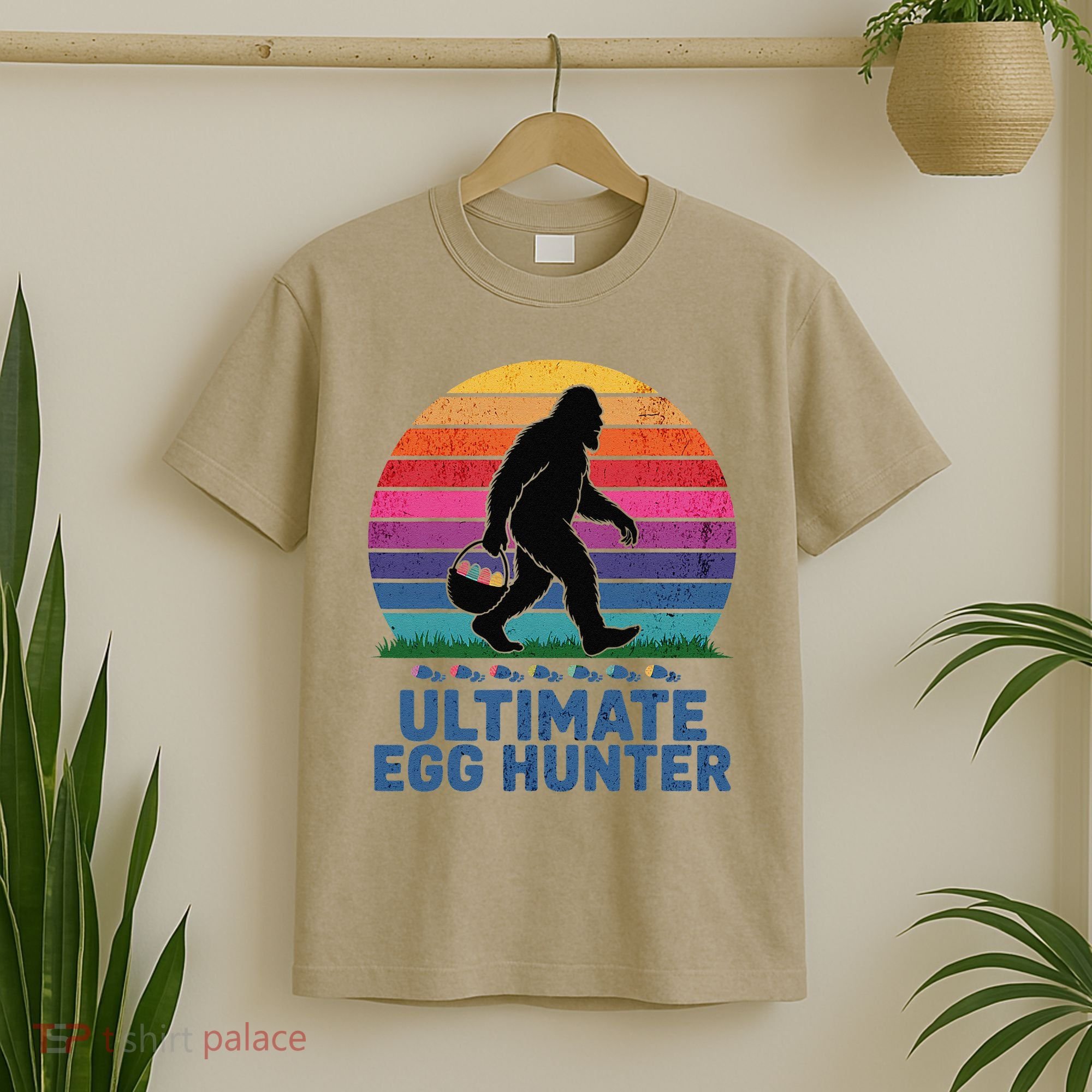 Ultimate Egg Hunter  Retro Bigfoot Easter T-Shirt