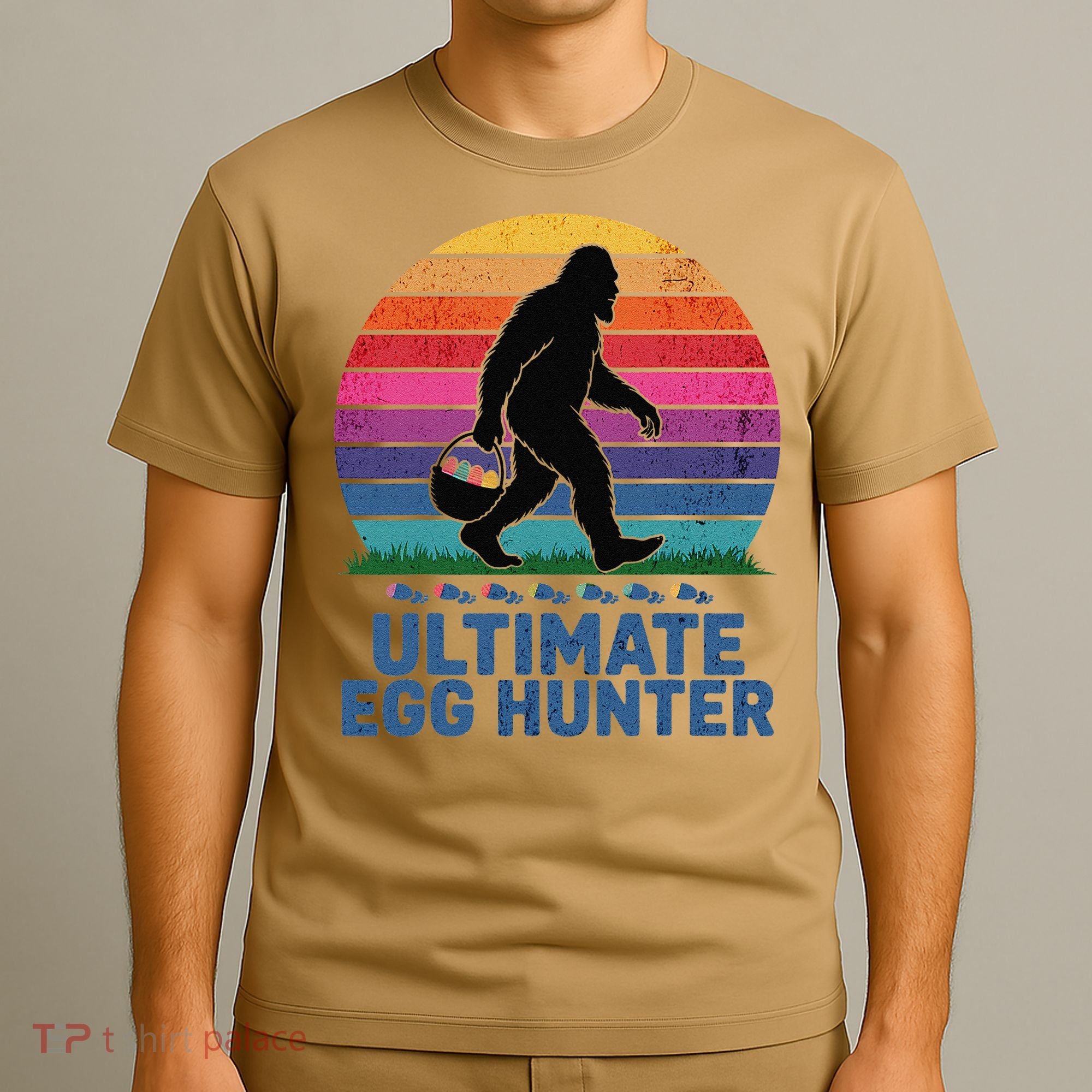 Ultimate Egg Hunter  Retro Bigfoot Easter T-Shirt
