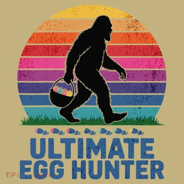 Ultimate Egg Hunter  Retro Bigfoot Easter T-Shirt