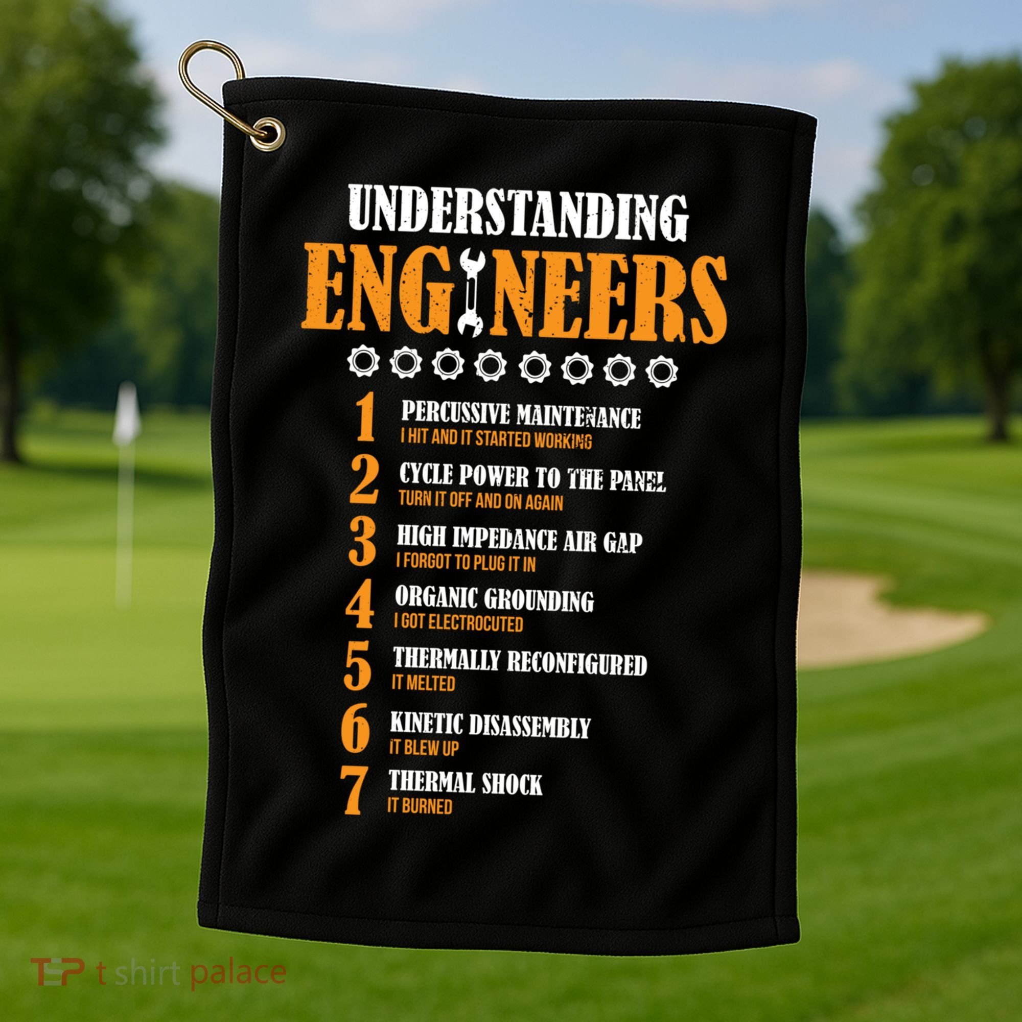 Understanding Engineers Lists Distressed Funny Engineer Gift Golf Towel
