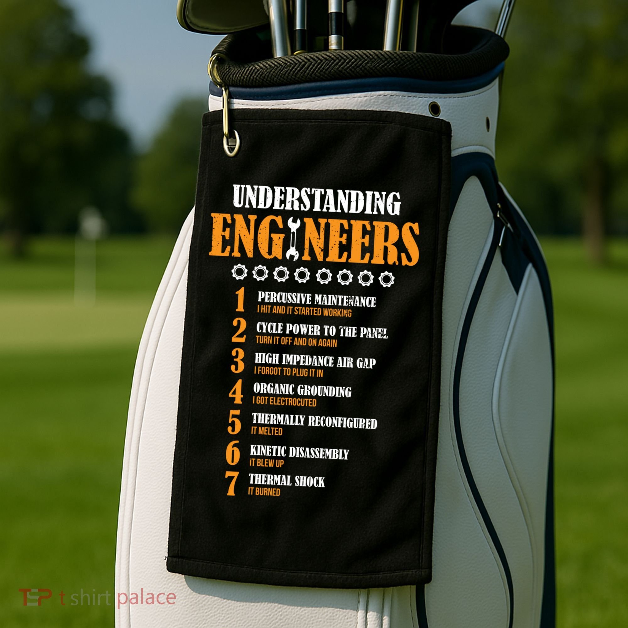 Understanding Engineers Lists Distressed Funny Engineer Gift Golf Towel