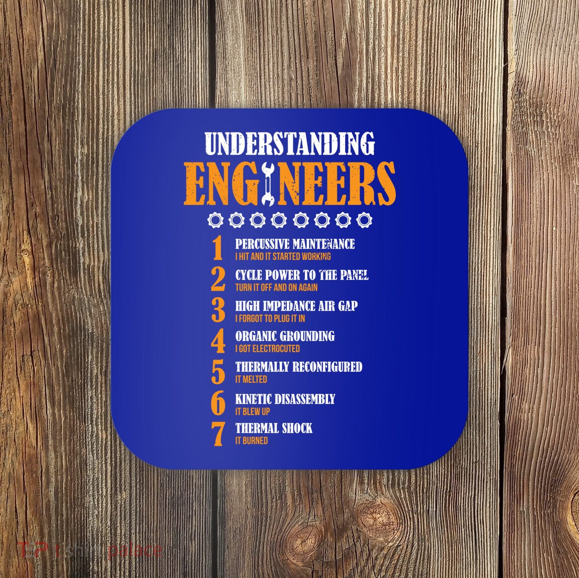 Understanding Engineers Lists Distressed Funny Engineer Gift Coaster