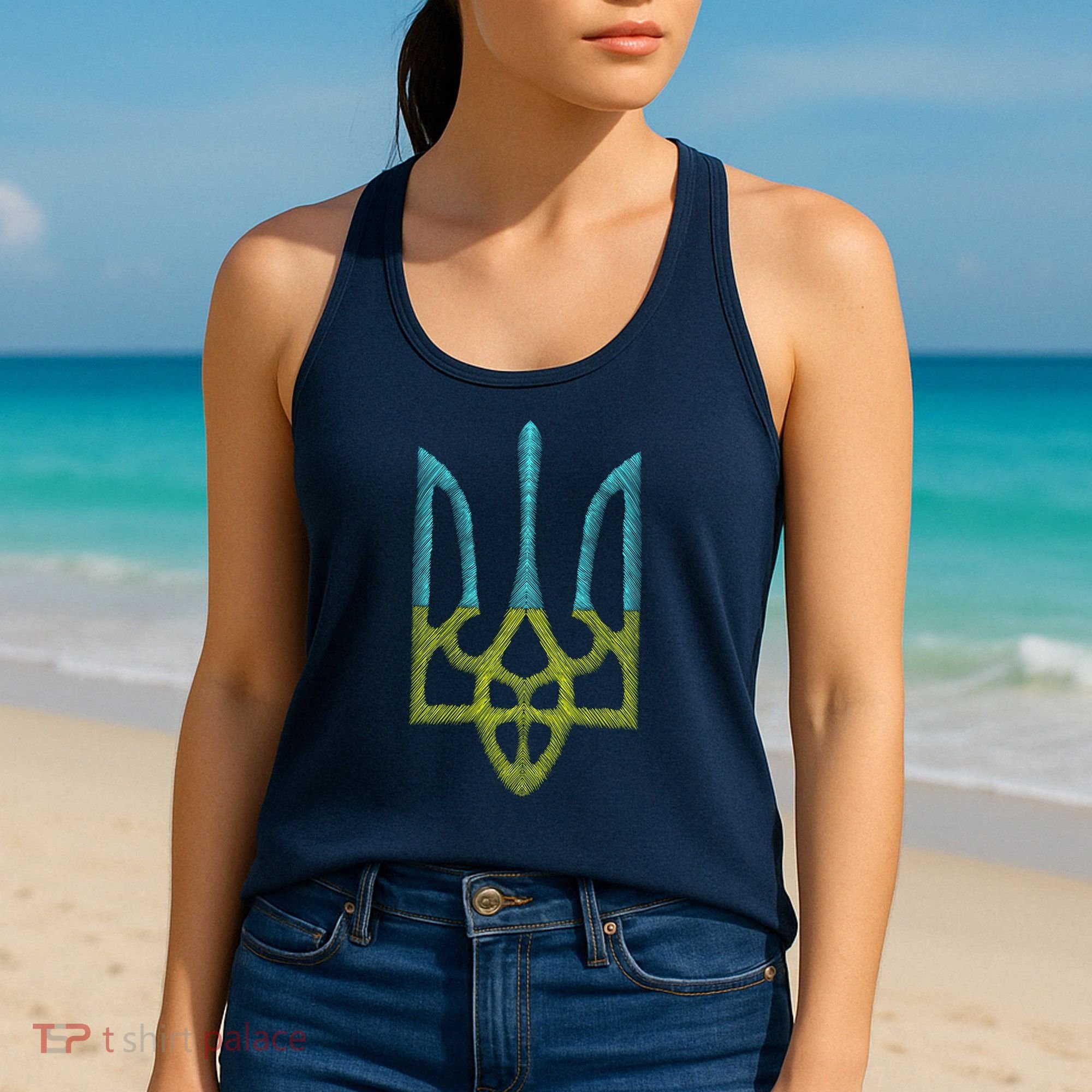 Ukraine Emblem Sketch Women's Tank Top