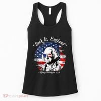 USA Flag 4th of July Suck It England Funny George Washington Women's Tank Top thumb 0