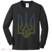 Ukraine Flag And Trident Ukrainian Kids Long Sleeve Shirt thumb 0