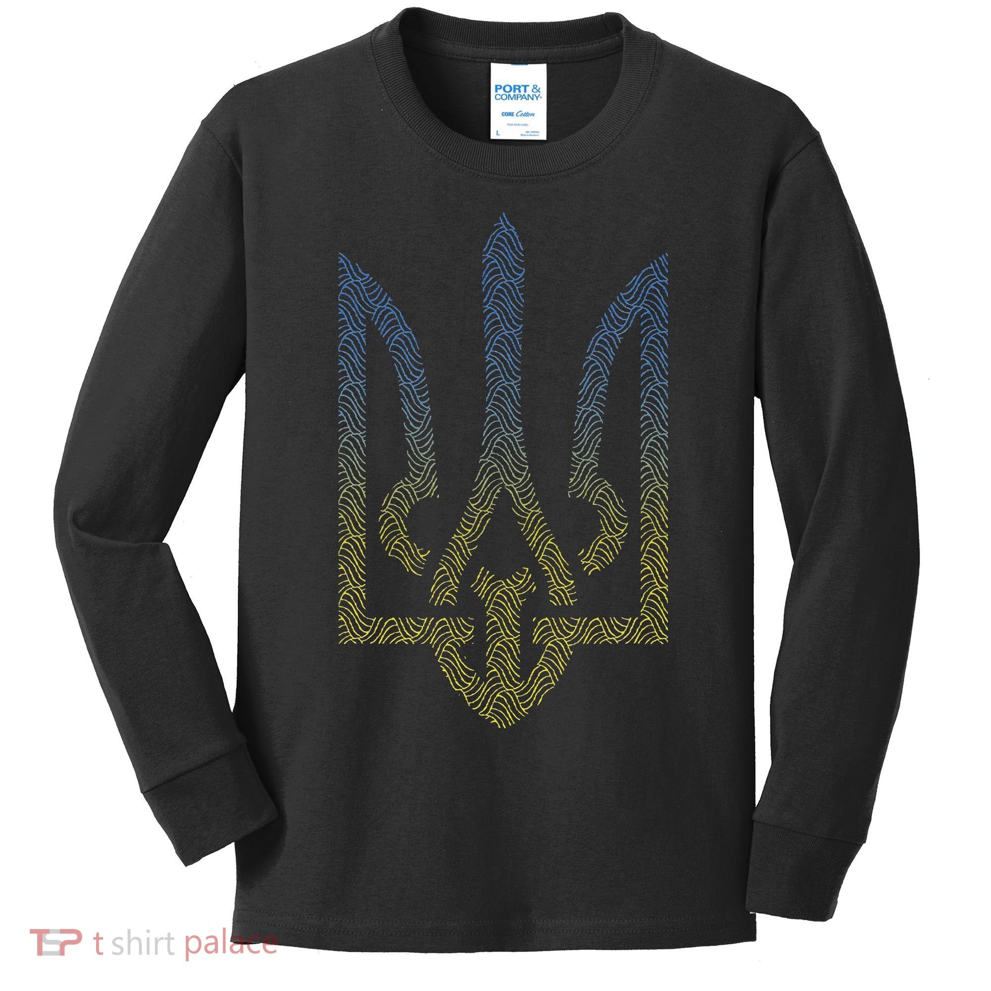 Ukraine Flag And Trident Ukrainian Kids Long Sleeve Shirt