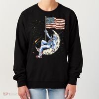US Flag Astronaut Space Independence Day 4th of July Women's Sweatshirt thumb 0