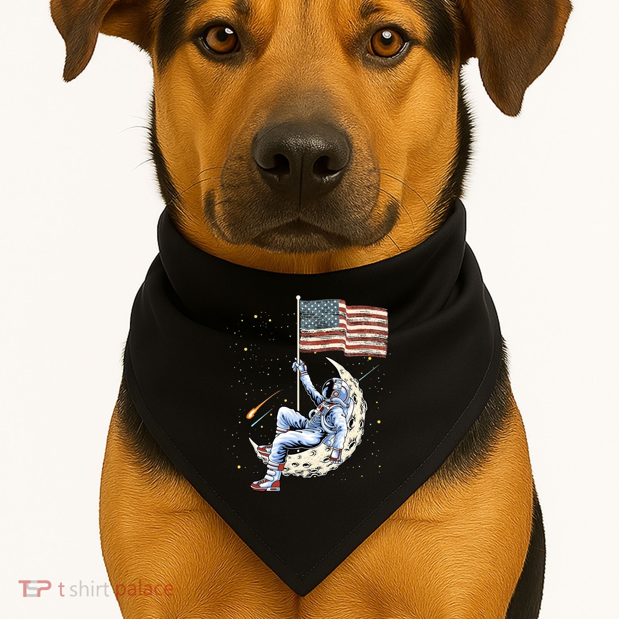 US Flag Astronaut Space Independence Day 4th of July USA-Made Doggie Bandana