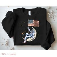 US Flag Astronaut Space Independence Day 4th of July Sweatshirt thumb 2
