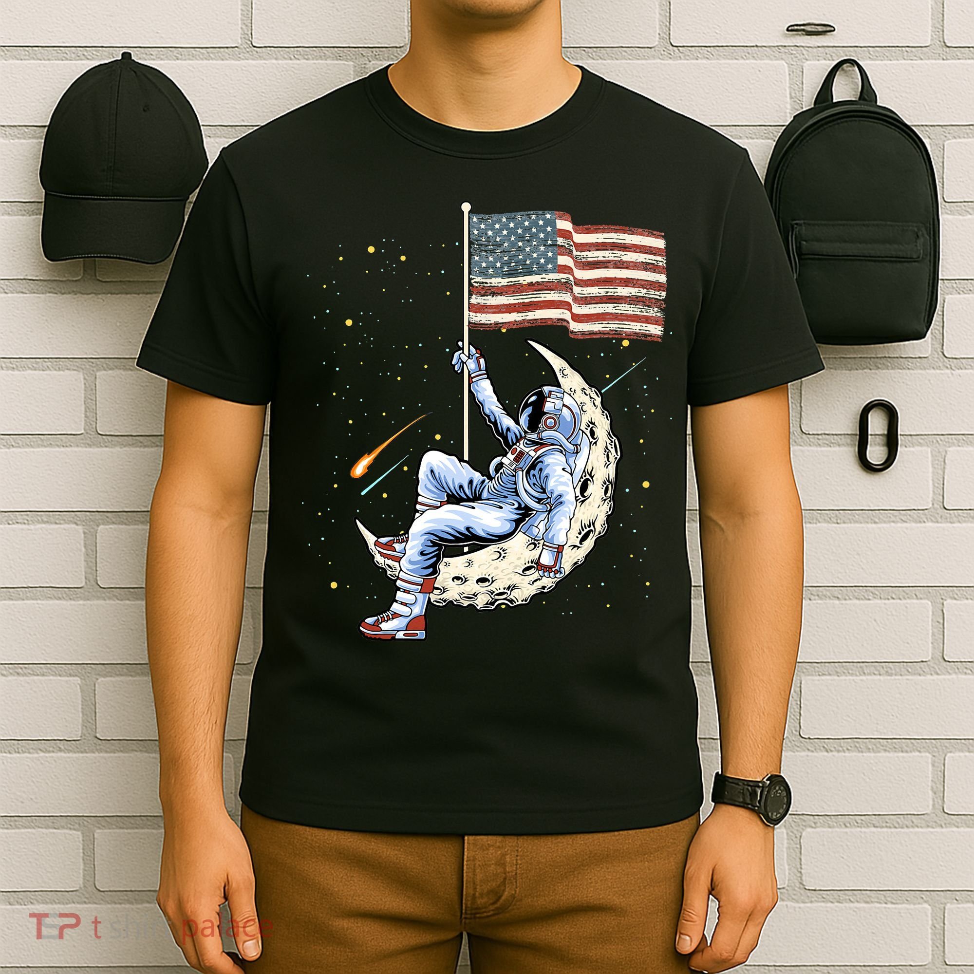 US Flag Astronaut Space Independence Day 4th of July T-Shirt