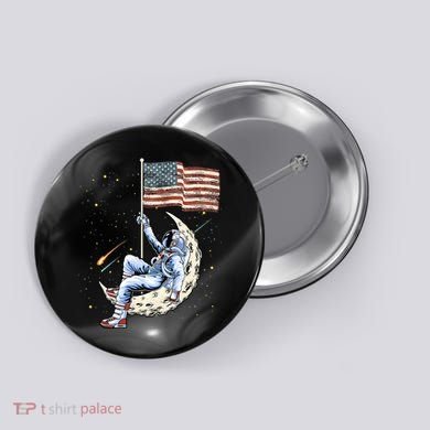 US Flag Astronaut Space Independence Day 4th of July Button