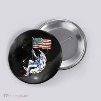 US Flag Astronaut Space Independence Day 4th of July Button thumb 0