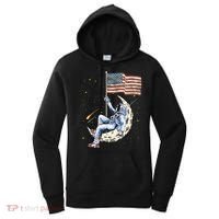 US Flag Astronaut Space Independence Day 4th of July Women's Hoodie thumb 0