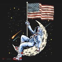 US Flag Astronaut Space Independence Day 4th of July Women's Hoodie thumb 2