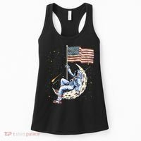 US Flag Astronaut Space Independence Day 4th of July Women's Tank Top thumb 0