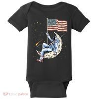 US Flag Astronaut Space Independence Day 4th of July Baby Bodysuit thumb 0