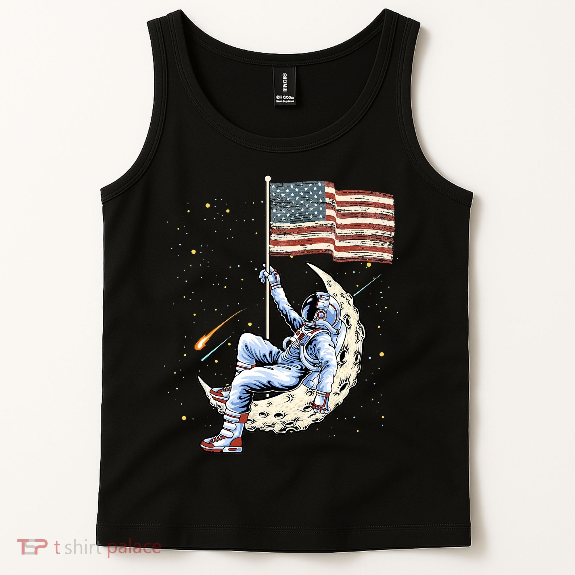 US Flag Astronaut Space Independence Day 4th of July Tank Top