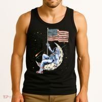 US Flag Astronaut Space Independence Day 4th of July Tank Top thumb 3