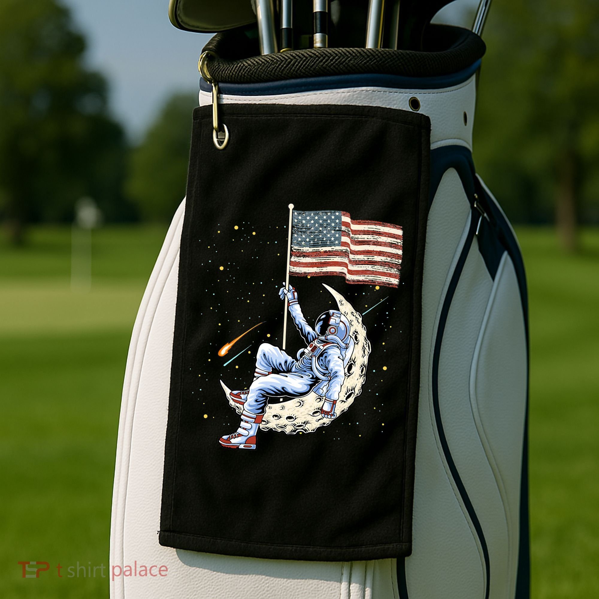 US Flag Astronaut Space Independence Day 4th of July Golf Towel
