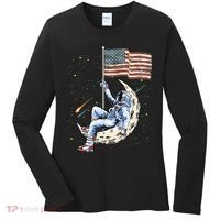 US Flag Astronaut Space Independence Day 4th of July Women's Long Sleeve Shirt thumb 0