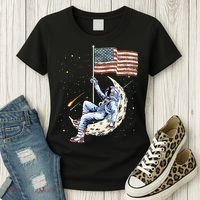 US Flag Astronaut Space Independence Day 4th of July Women's T-Shirt thumb 3