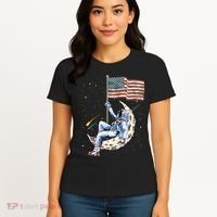 US Flag Astronaut Space Independence Day 4th of July Women's T-Shirt thumb 4