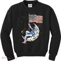 US Flag Astronaut Space Independence Day 4th of July Kids Sweatshirt thumb 0