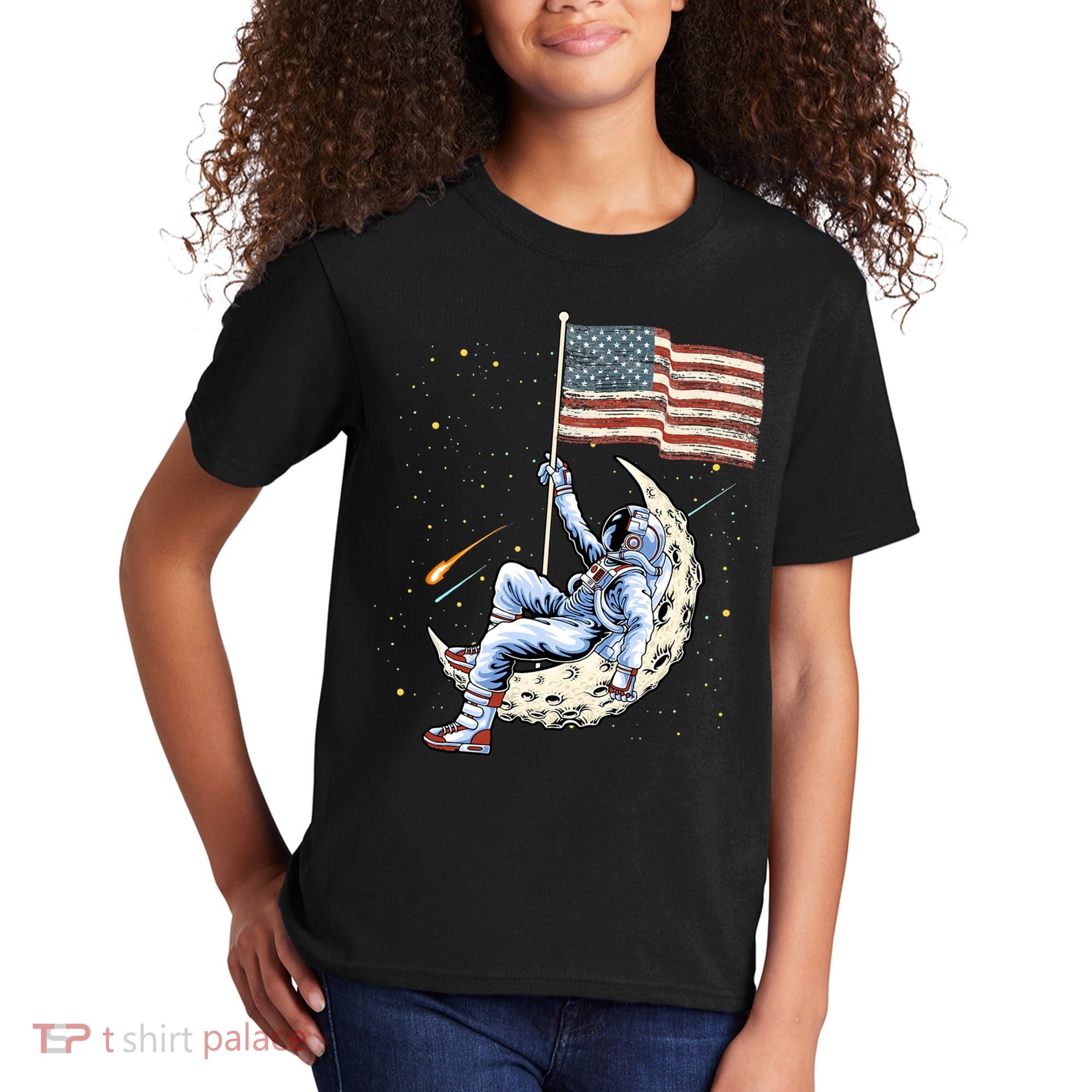 US Flag Astronaut Space Independence Day 4th of July Kids T-Shirt