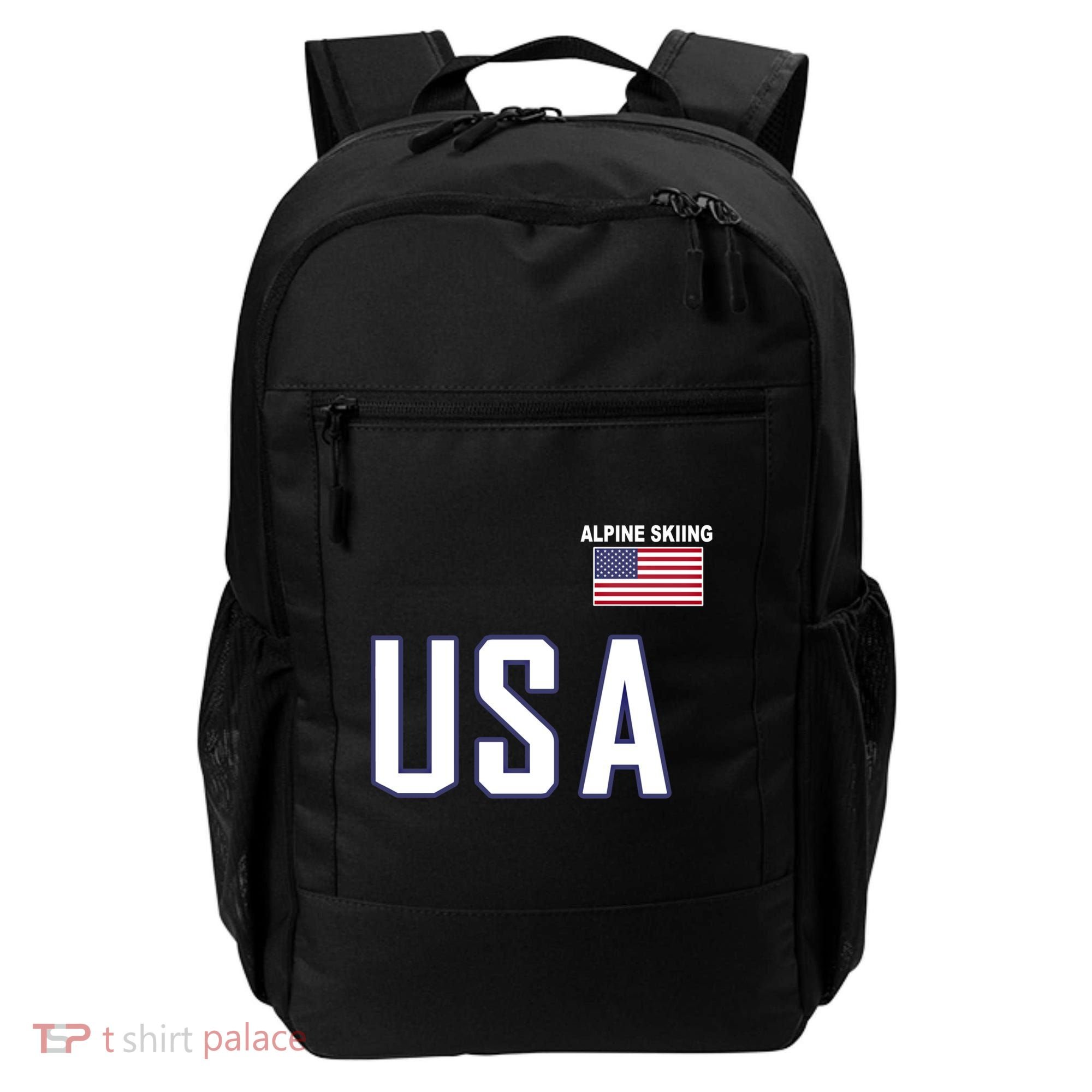 Usa Flag Alpine Skiing Gift Pocket Nordic Ski Jersey Backpack