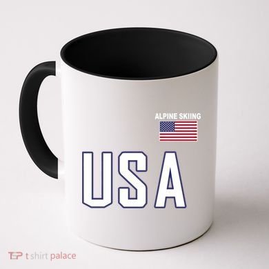 Usa Flag Alpine Skiing Gift Pocket Nordic Ski Jersey Coffee Mug