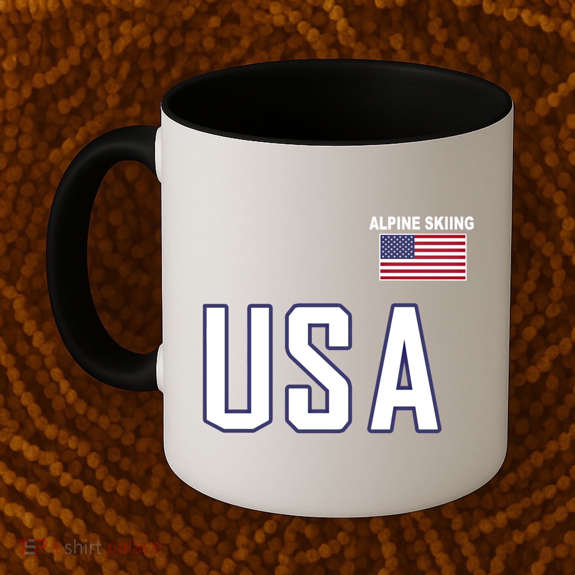 Usa Flag Alpine Skiing Gift Pocket Nordic Ski Jersey Coffee Mug