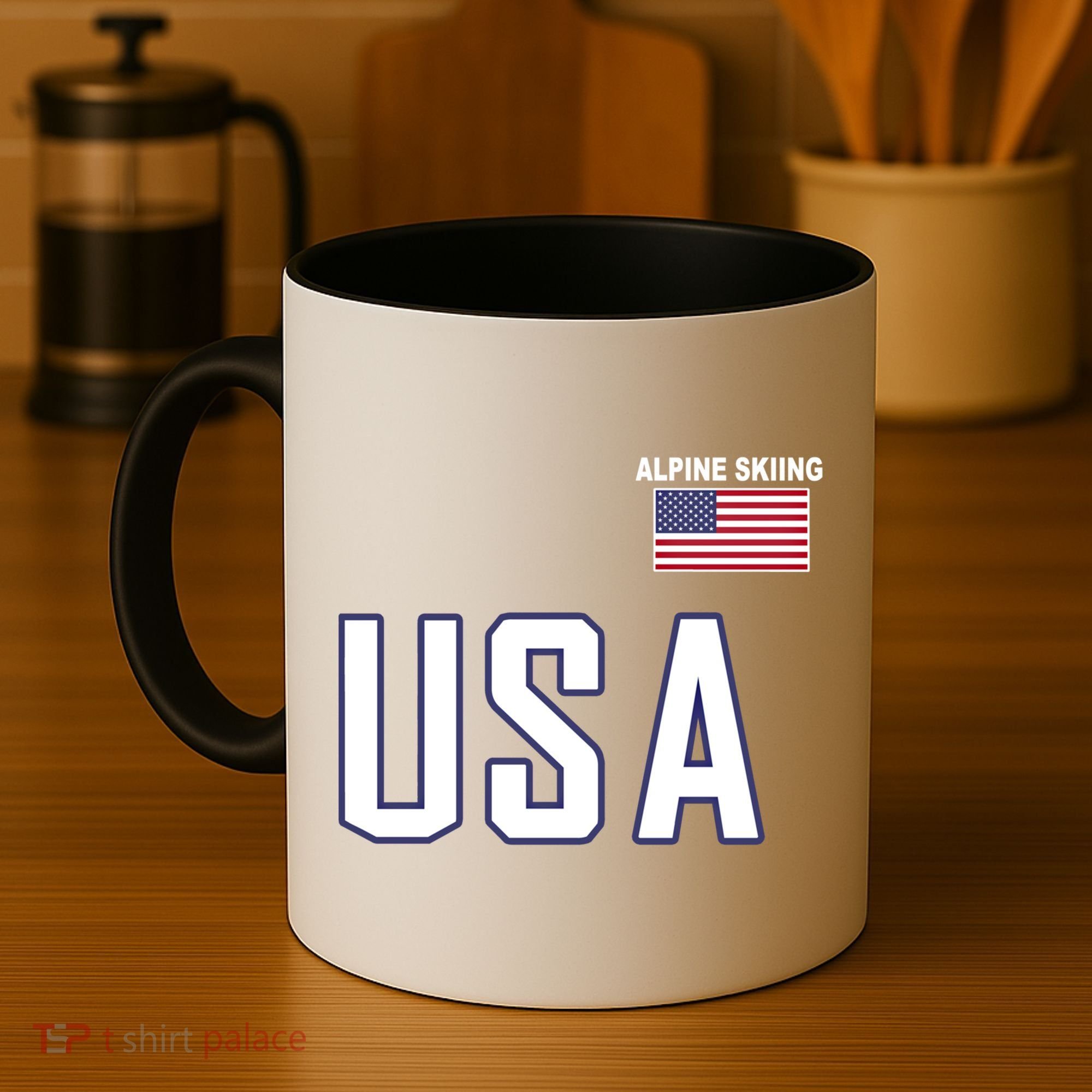 Usa Flag Alpine Skiing Gift Pocket Nordic Ski Jersey Coffee Mug