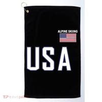 Usa Flag Alpine Skiing Gift Pocket Nordic Ski Jersey Golf Towel thumb 0