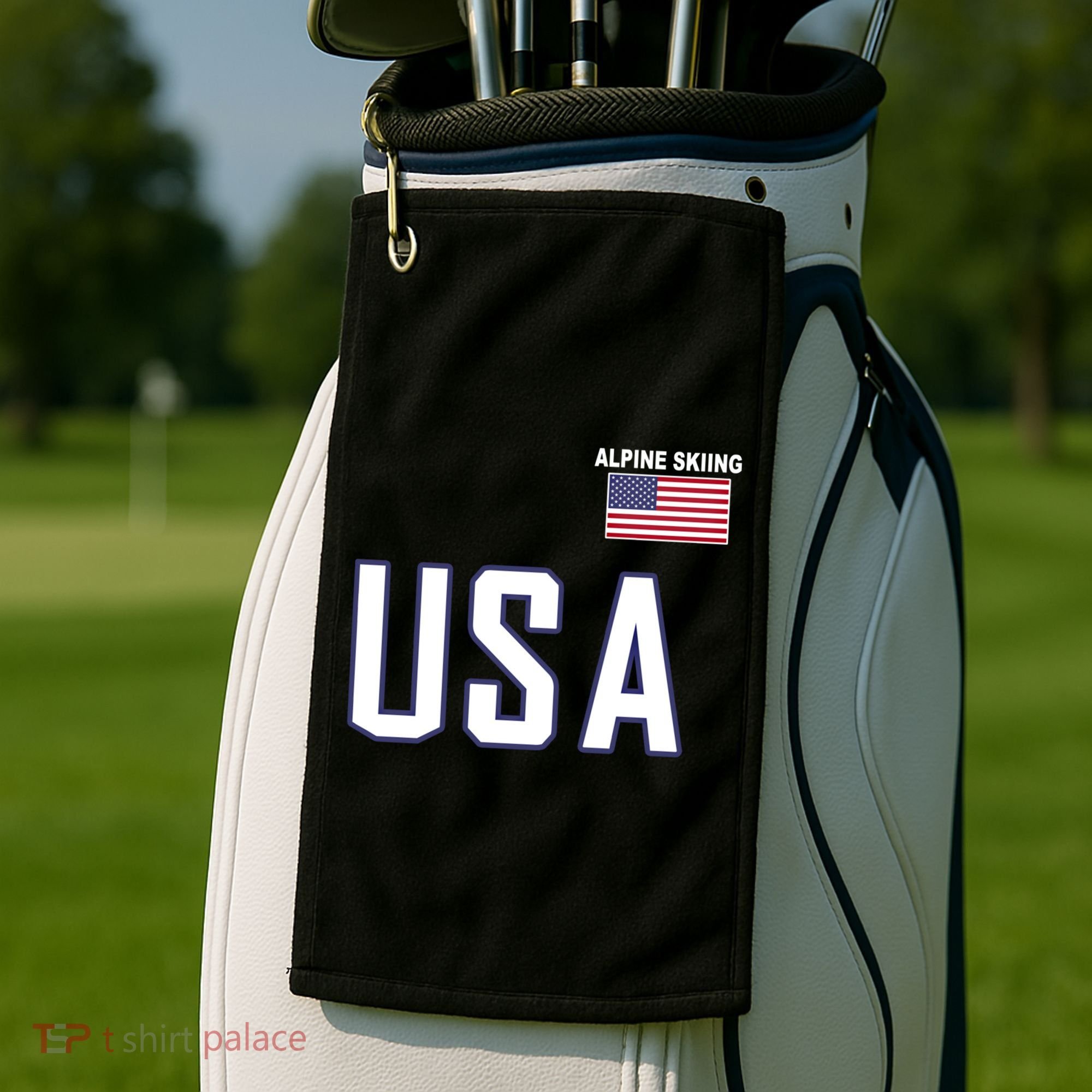 Usa Flag Alpine Skiing Gift Pocket Nordic Ski Jersey Golf Towel