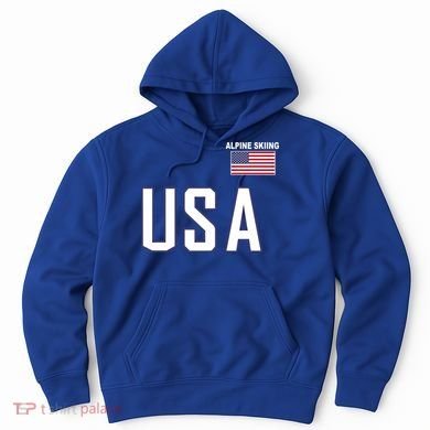 Usa Flag Alpine Skiing Gift Pocket Nordic Ski Jersey Hoodie