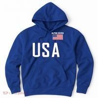 Usa Flag Alpine Skiing Gift Pocket Nordic Ski Jersey Hoodie thumb 0