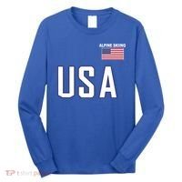 Usa Flag Alpine Skiing Gift Pocket Nordic Ski Jersey Long Sleeve Shirt thumb 0