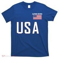 Usa Flag Alpine Skiing Gift Pocket Nordic Ski Jersey T-Shirt thumb 0