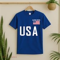 Usa Flag Alpine Skiing Gift Pocket Nordic Ski Jersey T-Shirt thumb 2